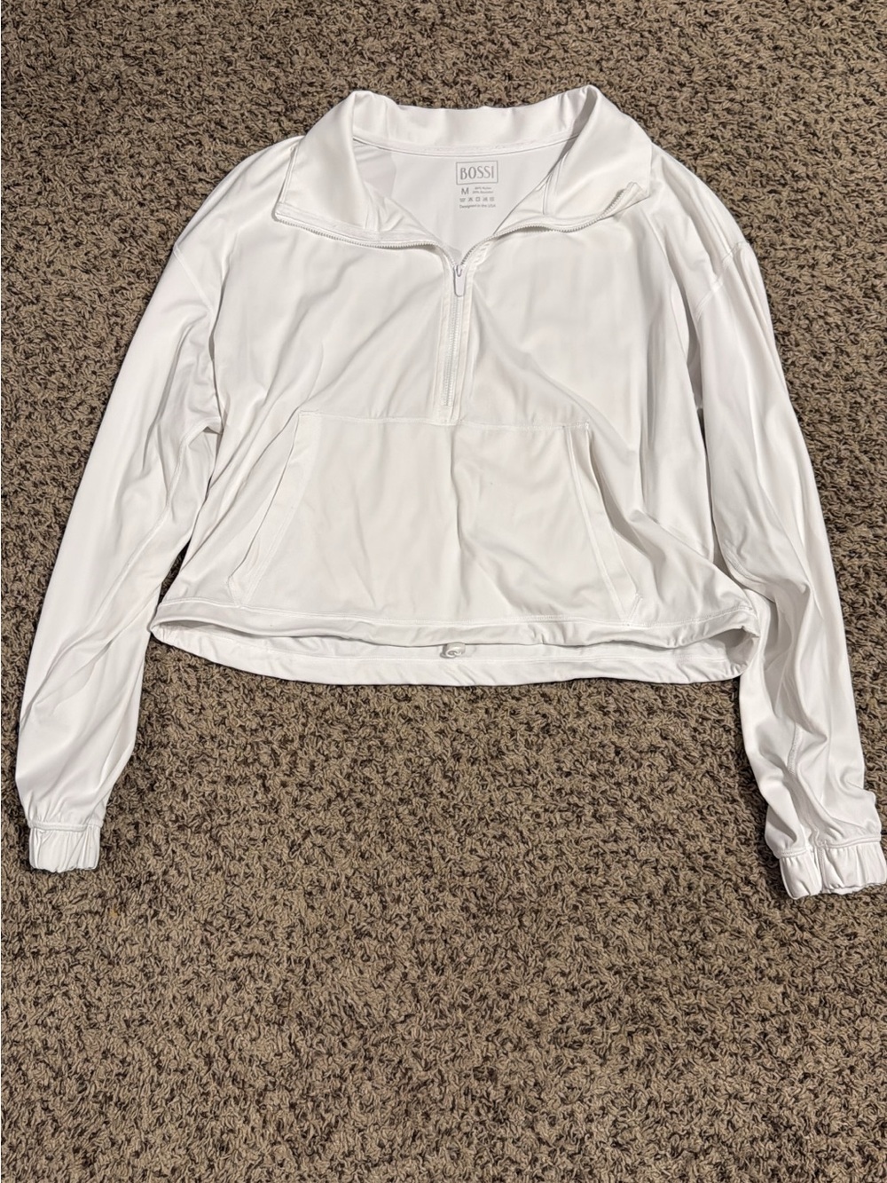 BOSSI White Half-Zip Pullover Hoodie